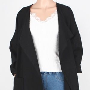 Linen Black duffle coat spring os small med